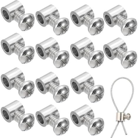 15 pezzi di morsetti per cavi in acciaio inox, clip per cavi duplex, morsetti per cavi in acciaio, tenditori per cavi in acciaio inox con dadi terminali per tende da sole, linee per tende, stend (1/5)