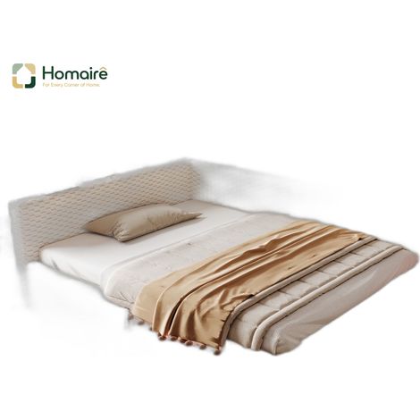 Bettgestell aus Polyester 213 x 147.5 x 68 cm beige Samt mit Stauraum USB-Anschluss HOMAIRE (1/5)