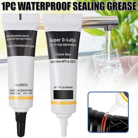 Graisse lubrifiante silicone alimentaire imperméable pour joints toriques de robinetterie, plomberie, 10 g. Solution d'entretien et de lubrification neuve. (1/4)