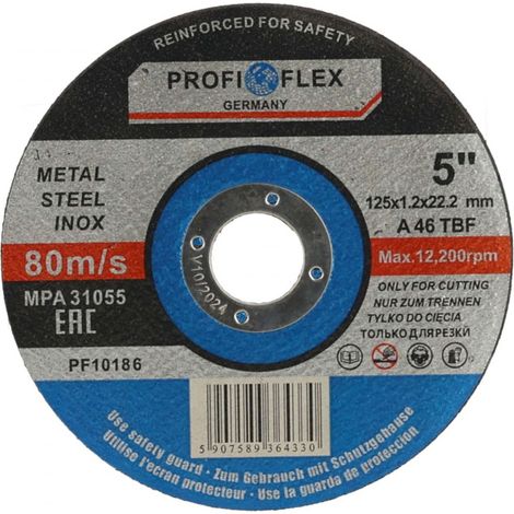 Discos de corte 125 x 1,2 mm, metal, acero inoxidable, acero inoxidable, Profi-Flex Germany® 50 unidades