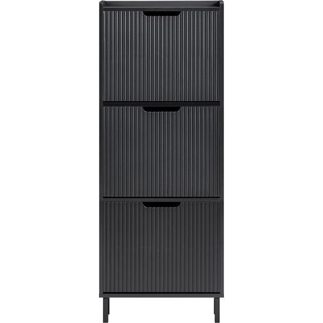 SoBuy Mobiletto portascarpe scarpiera mobile ingresso salvaspazio Regolabili Nero 50x19x130cm 3 ante FSR177-H-SCH (1/5)