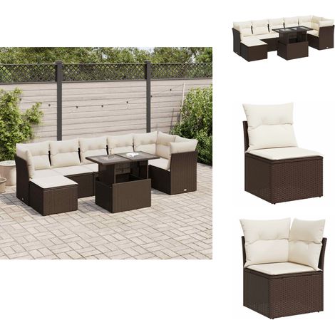 Salon de jardin 8 pcs avec coussins marron résine tressée - Ensemble De Canapés De Jardin - Ensembles De Canapés De Jardin - Ensemble De Canapés D'extérieur - Salon De Jardin (1/5)