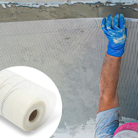 SWANEW Rete in fibra di vetro, tessuto di rinforzo da 50m², tessuto di rinforzo in fibra di vetro, 4x4 mm Bianco (1/5)