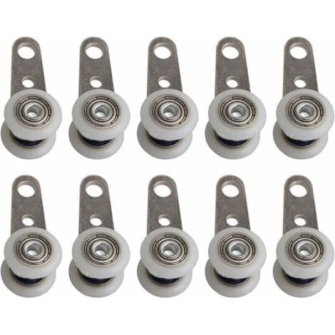 Lot De 10 Roulettes Pour Baies Vitres Ou Portes Coulissantes - En Mtal Et En Plastique - 4,5 X 1,9 Cm, (1/5)