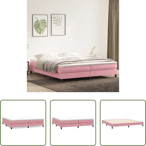 Sommeil réparateur - Sommier à lattes de lit sans matelas rose 200x210 cm velours (1/5)