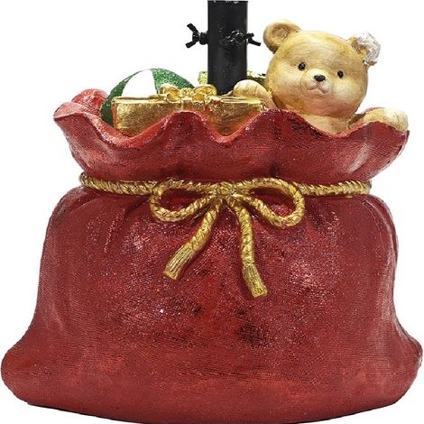 Sacco piede per albero di natale verde o innevato piede rosso supporto con orso regali e fiocco decorazione natalizia per bambini felici (1/5)