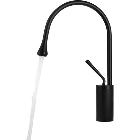Robinet de salle de bain avec bras pivotant à 360° et design en goutte, mitigeur universel en laiton à poignée unique, profil bas (1/5)