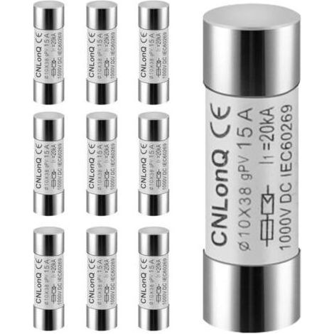 Fusible Photovoltaïque DC1000V (15A) - Lot de 10 Fusibles Solaires Type gPV, Protection pour Systèmes Solaire PV 10x38mm (1/5)