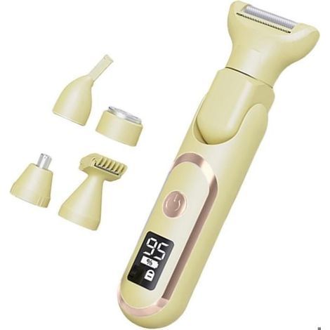 (beige) 5-in-1 Elektroepilierer für Frauen, wasserdicht und schmerzfrei, wiederaufladbar (beige) (1/5)