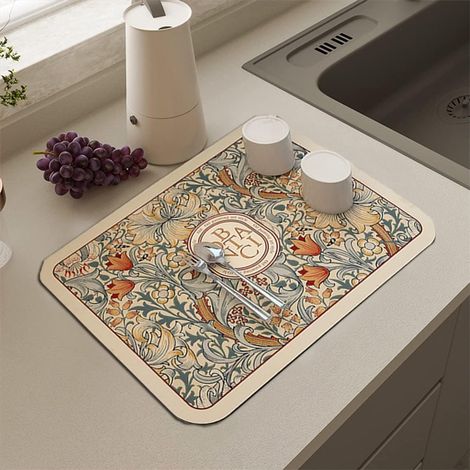 Tapis de robinet en silicone - Organisateur de bonde - Tapis de comptoir pour robinet - 40 x 30 cm - Beige - Tapis de robinet / bonde - Tapis d'égouttage - Blanc - Tapis de robinet / bonde - Tapis d'é (1/4)