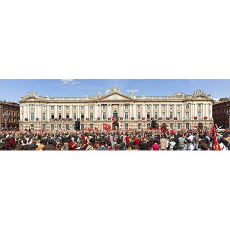 Tableau sur toile le Capitole de Toulouse 30x97 cm - Impression sur Toile Murale Décorative - Image imprimée en HD sur Toile - Toile sur Châssis en Bois FSC - Fabriqué en France (1/4)