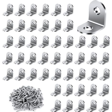 Équerre de Fixation , 20x20mm Équerre Métal avec 100 pièces Vis Equerre Assemblage Inox Equerre de Fixation Angle Droit Support pour la Fixation et la Réparation de Meubles (1/5)