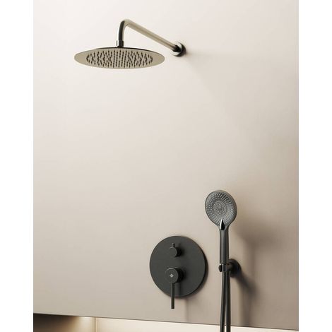 Conj. Empotr. Monomando Sirio Titanio + Rociador Pared - GME