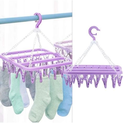 Séchoir à Linge Pliable Cintre à Linge avec 32 Clips Idéal pour Les Vêtements Chaussettes Serviettes. (1/4)