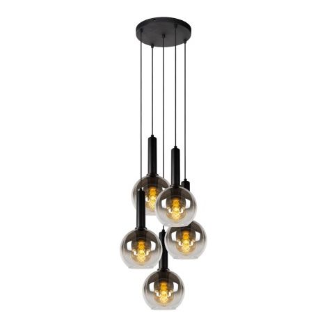 Lampadario MARIUS Lucide nero 5 sfere vetro E27 40W