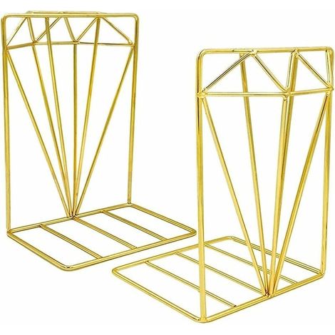 2Pcs Serre-Livres, Supports de Serre-Livres en Métal, Étagères à Livres de Bureau, Conception de Serre-Livres, Supports de Livres Réglables en Fer en Métal, la décoration de la Maison (Or)-LIAIKI (1/5)