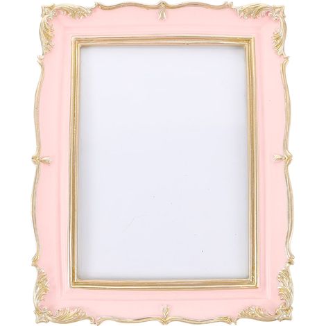 Cadre Photo - Résine Rose - 6 x 8 Pouces - Pour Photo 4 x 6 Pouces - Avec Verre Protecteur - Support Arrière et Accroche Murale - 1 Pièce