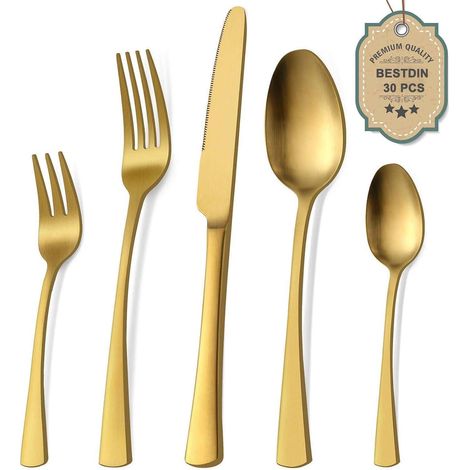Besteckset 30 Edelstahl matt Gold Messer 30 Teilig-matt Gold 30 teilig (1/5)