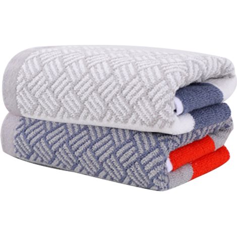 Lot de 2 serviettes de toilette à rayures, en coton doux et absorbant, pour salle de bain, 34 x 72 cm