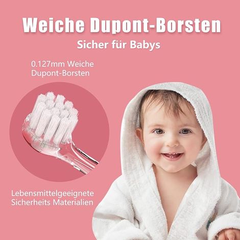 Brosse À Dents Électrique Bébé Enfant Brosse A Dent Electrique Minuterie Lampes LED Couleur étanche Têtes de Brosse SG513 Rose (1/3)