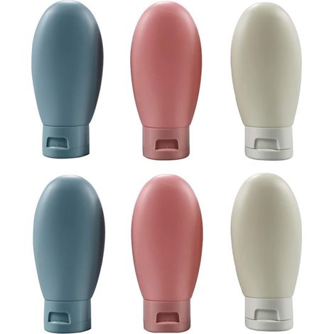 Flacon Voyage - 60 ml - Étanche - Sans BPA - Pour Gel Douche Shampooing Lotion Crème Solaire Huile - Lot de 6 (1/5)