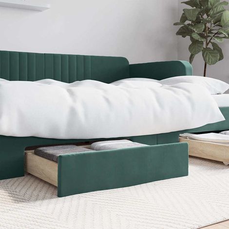 Cajones de cama 2 uds madera ingeniería terciopelo verde oscuro vidaXL