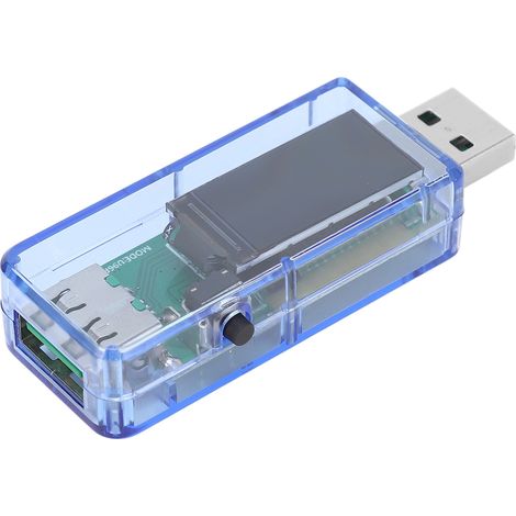 U96 Multifunktions-USB-Tester, präzise Spannungs-, Strom-, Leistungs- und Temperaturmessung, Ladegerät-Tester mit transparentem blauem Gehäuse und LCD-Display (1/5)