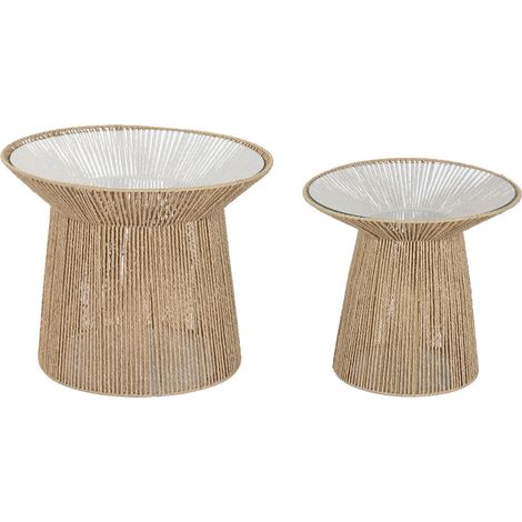 Mesita Auxiliar Set 2 Fibra Cristal 55X55X45 (1/4)