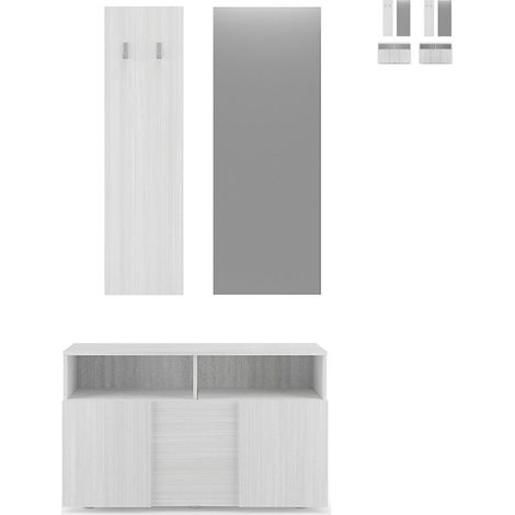 Set appendiabiti ingresso specchiera scarpiera contenitore Glamis Dama - Legno Naturale