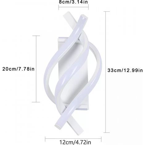 LED Wall Lampes Applique murale à en spirale 6000k Salon Salle de bain Hall d'entrée Lampe d'intérieur 2pcs Aluminium (1/4)