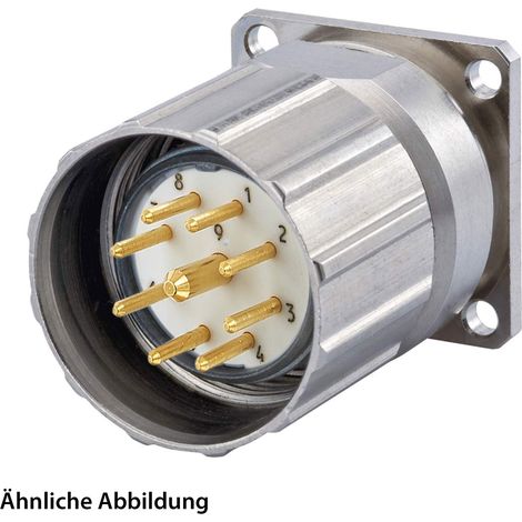 HUMMEL SET inkl. Kontakte M23 Signal Gerätesteckverbinder, Einlöteinsatz gerade Polzahl 9-pol. 1+8, Stift mit Rändel positionierbar Vorderwand - 1 Stück