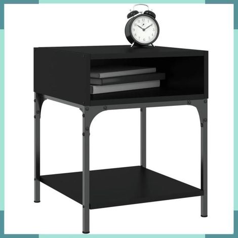 Tables de chevet - 825874 - Noir - Bois d'ingénierie et fer - Lot 2 pièces 40x41x50 cm (1/5)