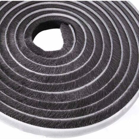 Bande de Brosse Adhésive de 10m - Coupe-Vent et Anti-Poussière pour Fenêtres et Portes Mobiles (9mm x 9mm, Noir) (1/5)