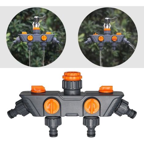 Répartiteur de vanne d’arrosage de jardin pour robinets européen, avec quatre sorties d’eau, contrôle indépendant et matériaux antirouille, durable (1/5)