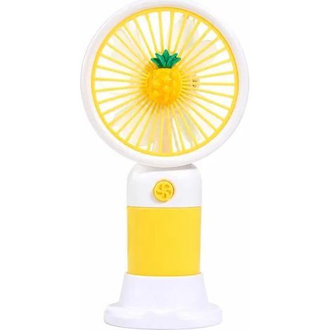 Petit Ventilateur Portable USB Rechargeable avec Base Silencieux Bureau Cuisine Maison Voyage Intérieur Extérieur Ananas (1/5)