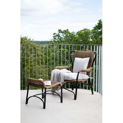 Loreto chaise longue avec coussin de jardin avec repose-pieds noir. (1/5)