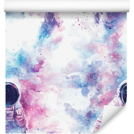 Aquarell-Galaxy-Tapete in Weiß und Azurblau für Wohn- und Schlafzimmer, 50 x 1000 cm (1/5)