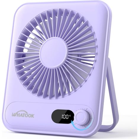 Ventilateur de bureau USB silencieux : régulateur en continu 1 à 100, batterie 2000 mAh, ventilateur portable avec affichage LED, sans danger pour les enfants/animaux domestiques, ultra (1/5)