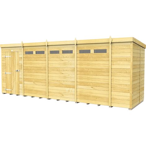 18 x 5 Feet Pent Security Shed - Single Door - Wood - L147 x W533 x H201 cm