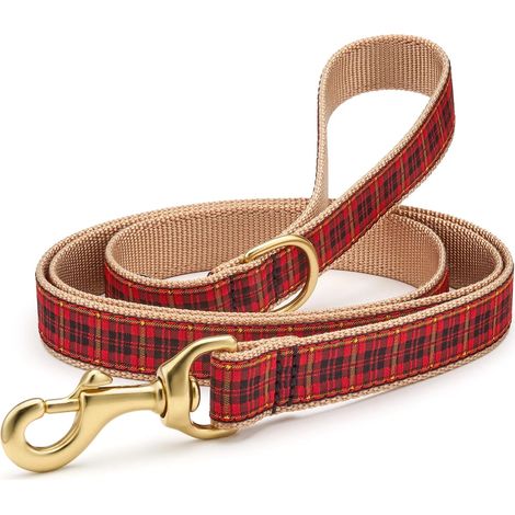 Red Plaid Lead 5 Stretto (largh. 5/8) Laisse pour Chien (1/2)