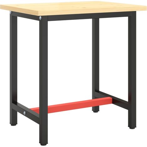 vidaXL Telaio per Banco da Lavoro Nero Rosso Opaco 70x50x79 cm