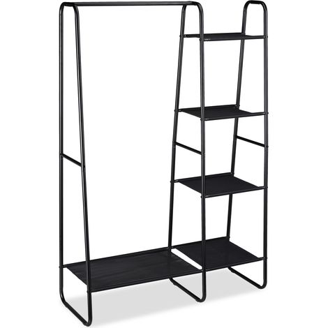 Appendiabiti moderno con asta 180 x 60 x 40 cm 5 ripiani pratico in metallo nero 130007567
