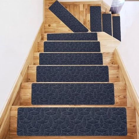 Bandes Antidérapantes pour Escaliers - 20 x 76 cm - pour Escaliers en Bois D'intérieur - avec Adhésif Réutilisable - Lot de 10 (1/5)