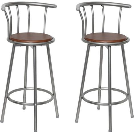 Barhocker 2 Stk. Braun Stahl