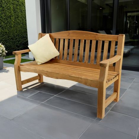 Zest Lara Wooden Garden Park Patio Bench Seat 3 Seater 1.6m & Green Cushion Pad