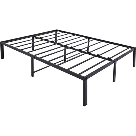 Letto piattaforma in metallo 120x200 cm nero, robusto e silenzioso, montaggio facile, senza rete (1/5)