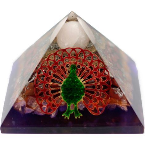 Pyramide Organite Lrg 70mm - Paon (base terre)- Vendu par 1 (1/3)