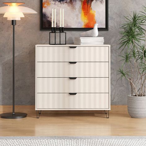 Cassettiera Maggiora, 4 Cassetti, Apertura Scorrevole, Chiusura Scorrevole, 93x40x90.5h cm Bianco (1/5)