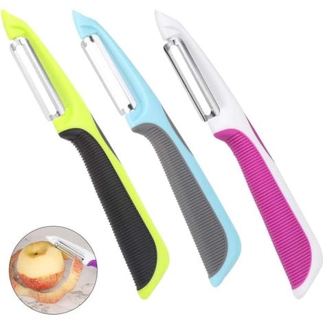 Éplucheur à pommes de terre en acier inoxydable avec poignées antidérapantes et lames rotatives pour pommes, carottes, concombres, éplucheur rotatif (1/5)