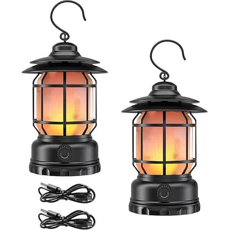 Lámpara de tienda de campaña，Lámpara de camping recargable，Tira de LED con gancho，Lámpara de mesa decorativa，Lámpara de camping portátil，Negra (1/5)